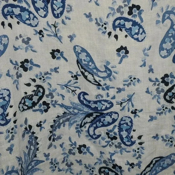 Lucky Brand Blue and White Floral Paisley Coastal 100% Linen Shift Dress Size XS - Picture 3 of 11